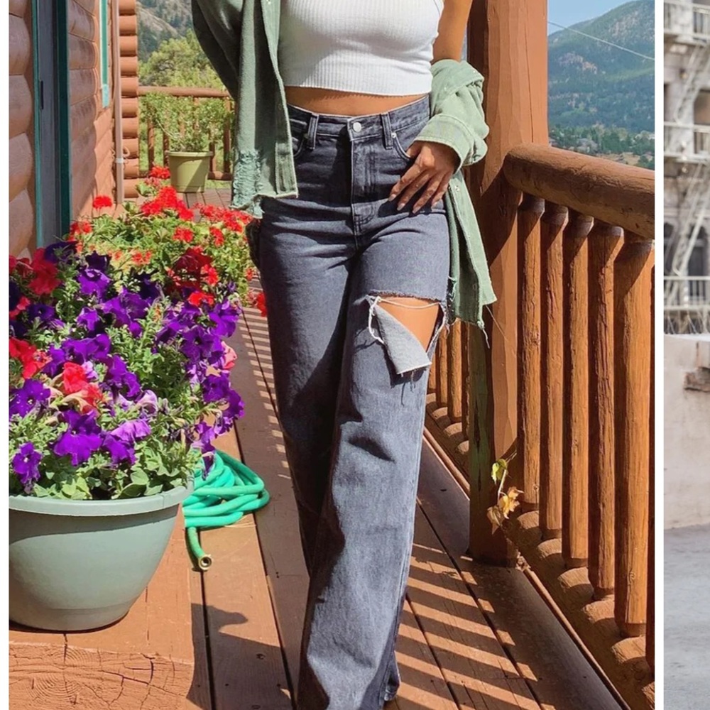 Black Slashed Boyfriend Jeans